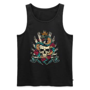 Snake Skull Rose Skull - Men's Premium Organic Tank Top - black - Front - AI Model Male 178 light (178cm)