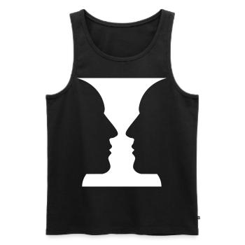 Têtes ou vases Illusions optiques - Débardeur bio Premium Homme - noir - Devant - AI Model Male 178 light (178cm)