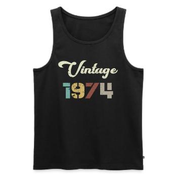Born 1974 Birthday Gift Vintage 1974 - Men's Premium Organic Tank Top - black - Front - AI Model Male 178 light (178cm)