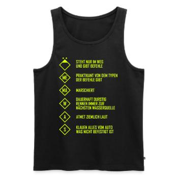 Feuerwehr Feuerwehrmann Trupp Löschgruppe Lustig - Männer Premium Bio Tank Top - Schwarz - Vorne - Michal (187cm)