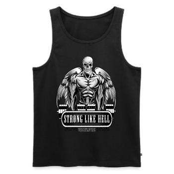 Totenkopf, Schädel Muskel Bodybuilder mit Hanteln - Männer Premium Bio Tank Top - Schwarz - Vorne - AI Model Male 178 light (178cm)