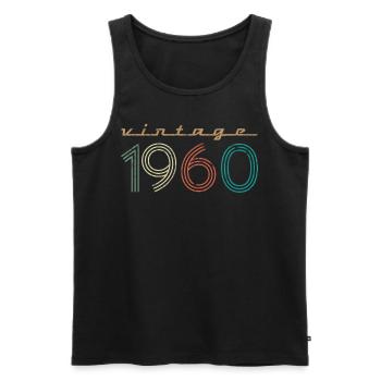 60e anniversaire femme 60 vintage août 1960 - Débardeur bio Premium Homme - noir - Devant - Michal (187cm)
