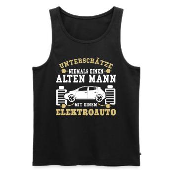 Unterschätze niemals einen alten Mann - Männer Premium Bio Tank Top - Schwarz - Vorne - Michal (187cm)
