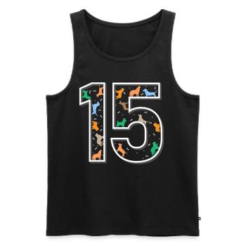 15. Geburtstag Hund fünfzehnjährige Geschenk - Männer Premium Bio Tank Top - Schwarz - Vorne - Michal (187cm)
