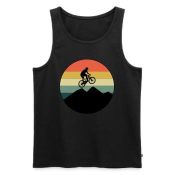 Mountainbike montagne cadeau Cool Vélo Motif - Débardeur bio Premium Homme - noir - Devant - Michal (187cm)