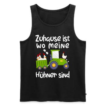 Bauer Spruch - Zuhause ist wo meine Hühner sind - Männer Premium Bio Tank Top - Schwarz - Vorne - Michal (187cm)