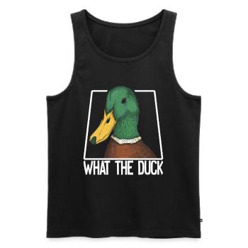 What the Duck Funny Duck WTF Pun Ducks Joke - Men's Premium Organic Tank Top - black - Front - AI Model Male 178 light (178cm)