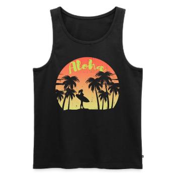 Aloha surfing - Men's Premium Organic Tank Top - black - Front - Michal (187cm)