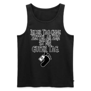 Jeder Tag ohne Zettel am Zeh ist ein guter Tag - Männer Premium Bio Tank Top - Schwarz - Vorne - AI Model Male 178 light (178cm)
