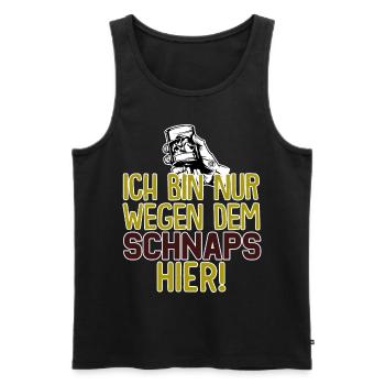 Ich bin nur wegen dem Schnaps hier - Männer Premium Bio Tank Top - Schwarz - Vorne - AI Model Male 178 light (178cm)