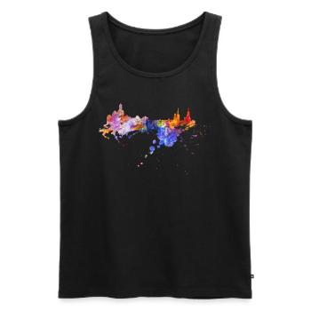 Chemise graffiti skyline de Dresde aux couleurs de la Saxe - Débardeur bio Premium Homme - noir - Devant - AI Model Male 178 light (178cm)