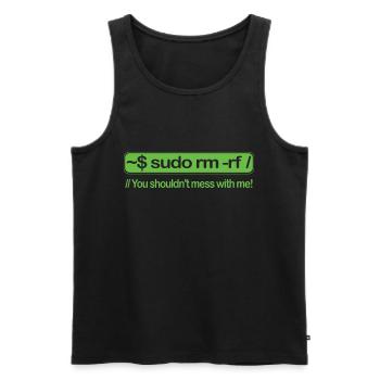 sudo rm -rf Linux programmer Unix Code Root - Men's Premium Organic Tank Top - black - Front - AI Model Male 178 light (178cm)