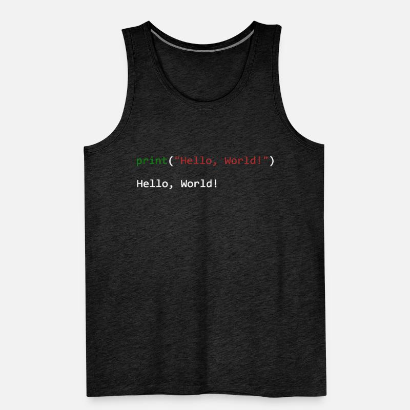 Hello World funny gift python programmer Men's Premium Organic Tank Top