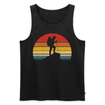 Vintage Retro Hiking - Männer Premium Bio Tank Top - Schwarz - Vorne - Michal (187cm)