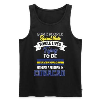 Born in Curacao - Men's Premium Organic Tank Top - black - Front - Michal (187cm)