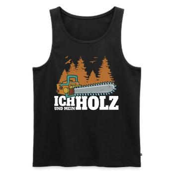 ich und mein Holz - Kettensägen Holz Holzfäller - Männer Premium Bio Tank Top - Schwarz - Vorne - Michal (187cm)