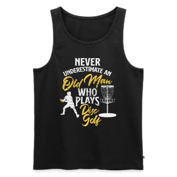 Discgolf Alter Mann - Männer Premium Bio Tank Top - Schwarz - Vorne - Michal (187cm)