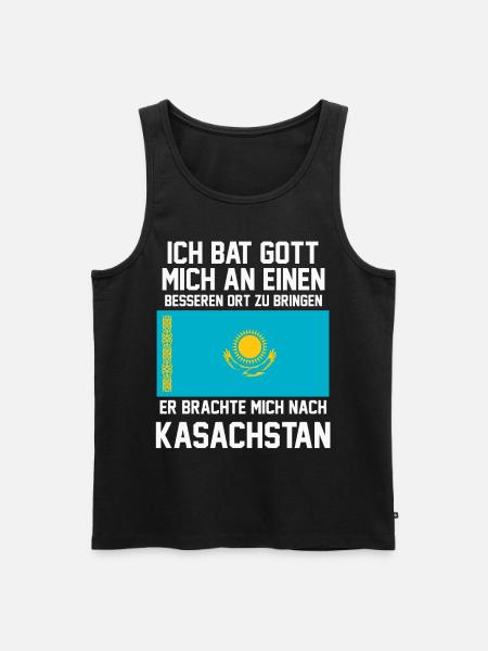 Kasachstan Kasachische Flagge Sommer Urlaub - Männer Premium Bio Tank Top - Schwarz
