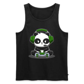 Panda gamer controller gaming panda bear video game - Men's Premium Organic Tank Top - black - Front - AI Model Male 178 light (178cm)