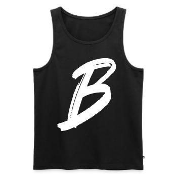 B - Men's Premium Organic Tank Top - black - Front - AI Model Male 178 light (178cm)