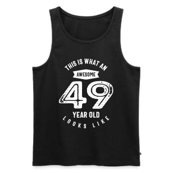 49 ans 49 ans cadeau | Idée cadeau 49e anniversaire - Débardeur bio Premium Homme - noir - Devant - Michal (187cm)