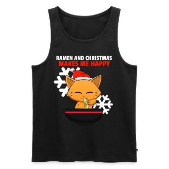 Anime cat ramen christmas cat kitten christmas - Men's Premium Organic Tank Top - black - Front - AI Model Male 178 light (178cm)