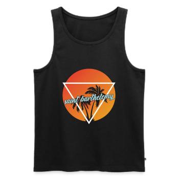 Saint-Barthélemy vacances et destination de vacances - Débardeur bio Premium Homme - noir - Devant - AI Model Male 178 light (178cm)