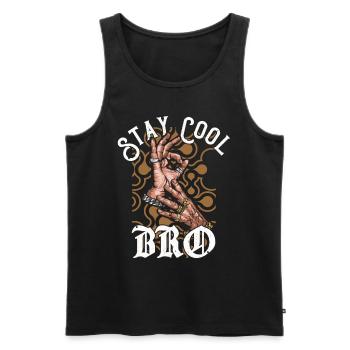 Stay Cool Bro - Männer Premium Bio Tank Top - Schwarz - Vorne - AI Model Male 178 light (178cm)