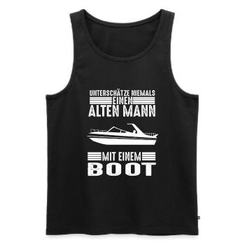 Boot Opa Papa Meer Segelboot Bootfahrer Vatertag - Männer Premium Bio Tank Top - Schwarz - Vorne - AI Model Male 178 light (178cm)