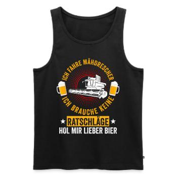Mähdrescher Bier Saufen Landwirt Bauernhof Ernte - Männer Premium Bio Tank Top - Schwarz - Vorne - AI Model Male 178 light (178cm)