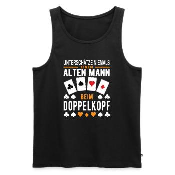 Doppelkopf Alter Mann - Männer Premium Bio Tank Top - Schwarz - Vorne - AI Model Male 178 light (178cm)