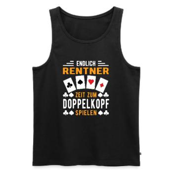 Endlich Rentner Zeit zum Doppelkopf spielen - Männer Premium Bio Tank Top - Schwarz - Vorne - AI Model Male 178 light (178cm)