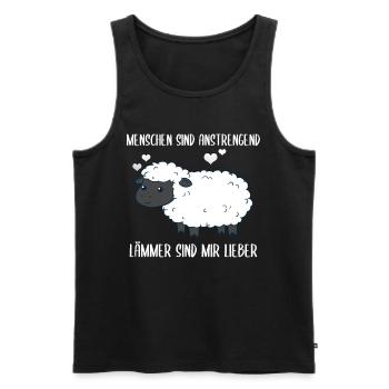 Menschen Sind Anstrengend Lämmer Spruch Lamm Schaf - Männer Premium Bio Tank Top - Schwarz - Vorne - AI Model Male 178 light (178cm)
