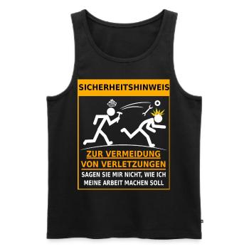 Sicherheitshinweis Arbeitsunfall Betriebsunfall - Männer Premium Bio Tank Top - Schwarz - Vorne - Michal (187cm)