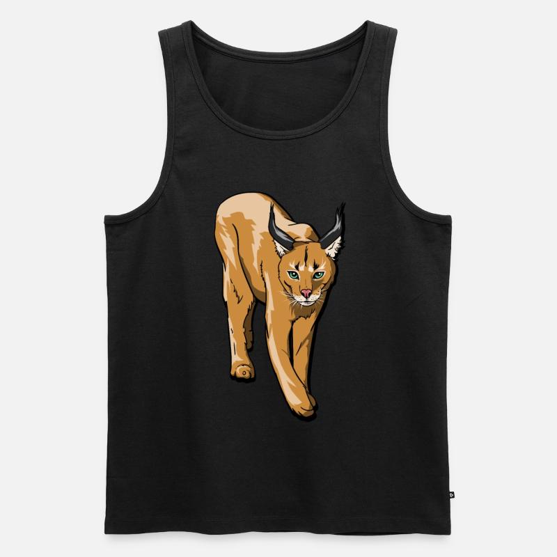Mittelgroße Wildkatze Karakal & Luchs Geschenk - Männer Premium Bio Tank Top - Schwarz