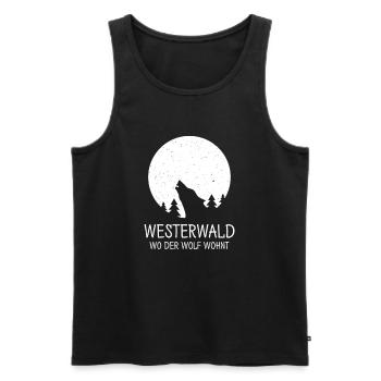 westerwald wohnt wolf lustig Geschenk Geschenkidee - Männer Premium Bio Tank Top - Schwarz - Vorne - Michal (187cm)