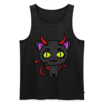Diable chat chaton enfer satan - Débardeur bio Premium Homme - noir - Devant - AI Model Male 178 light (178cm)