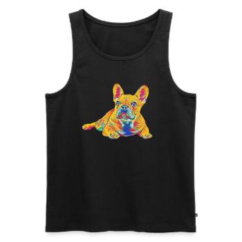French Bulldog Retro puppy - Männer Premium Bio Tank Top - Schwarz - Vorne - AI Model Male 178 light (178cm)