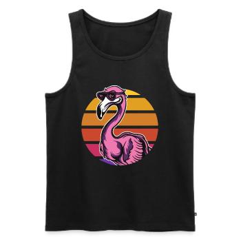 Flamant rose rétro - Débardeur bio Premium Homme - noir - Devant - Michal (187cm)