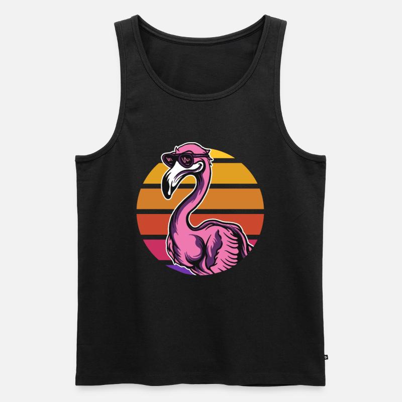 Retro Flamingo - Männer Premium Bio Tank Top - Schwarz