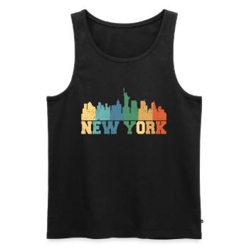 Skyline de New York rétro - Débardeur bio Premium Homme - noir - Devant - Michal (187cm)
