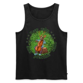 Keep calm practice Cello Violoncello Rentier - Männer Premium Bio Tank Top - Schwarz - Vorne - AI Model Male 178 light (178cm)