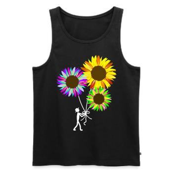 bunter Sonnenblumen Strauß - Männer Premium Bio Tank Top - Schwarz - Vorne - AI Model Male 178 light (178cm)