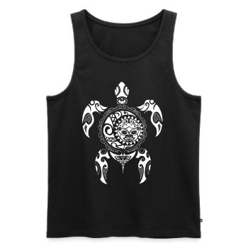 Turtle Maori Tribal Sun Design Moon Shirt - Men's Premium Organic Tank Top - black - Front - Michal (187cm)