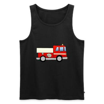 Camion de pompier - Débardeur bio Premium Homme - noir - Devant - AI Model Male 178 light (178cm)