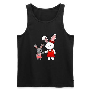 Lapin mignon lapins - Débardeur bio Premium Homme - noir - Devant - AI Model Male 178 light (178cm)