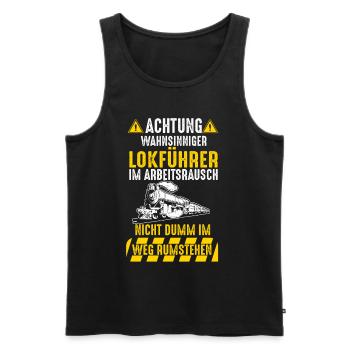 Lokführer Eisenbahn Dampflok Zug Bahn Bahnfahrer - Männer Premium Bio Tank Top - Schwarz - Vorne - Michal (187cm)