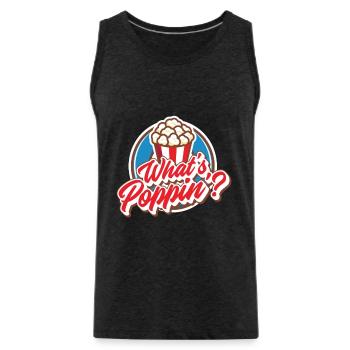 Popcorn - Men's Premium Organic Tank Top - charcoal grey - Front - Alexander (188cm)