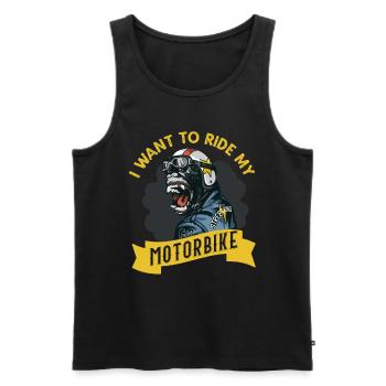 I want to ride my Motorbike - Männer Premium Bio Tank Top - Schwarz - Vorne - AI Model Male 178 light (178cm)