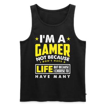 Gamer gaming computer game gift - Men's Premium Organic Tank Top - black - Front - AI Model Male 178 light (178cm)